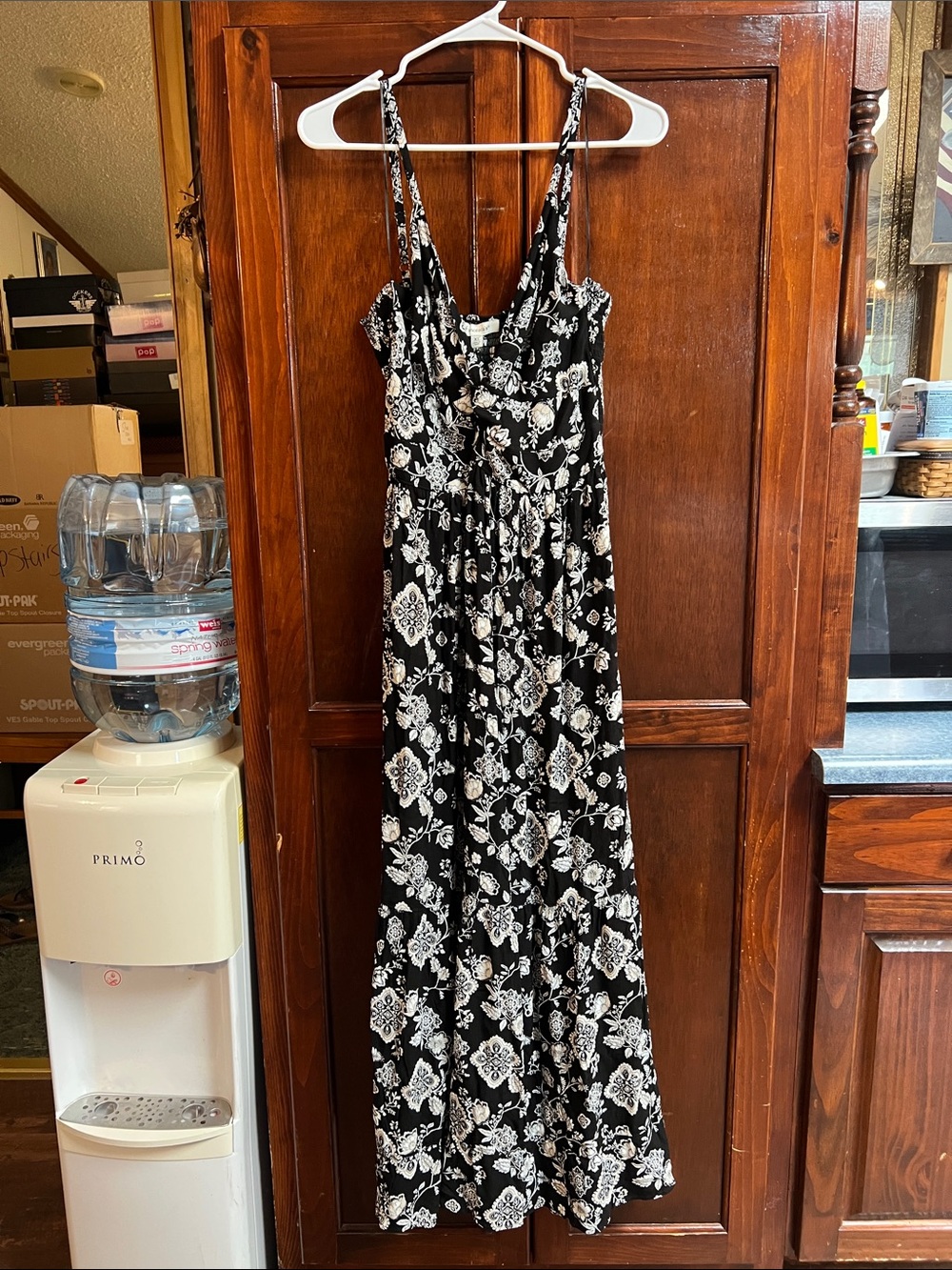 Women’s size XL Francesca brand black white print sundress